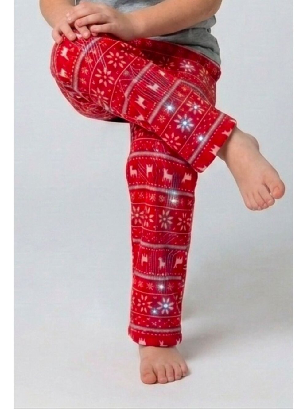 Kids Red Llama Patterned Fleece Pajama Pants Size S(6/7)